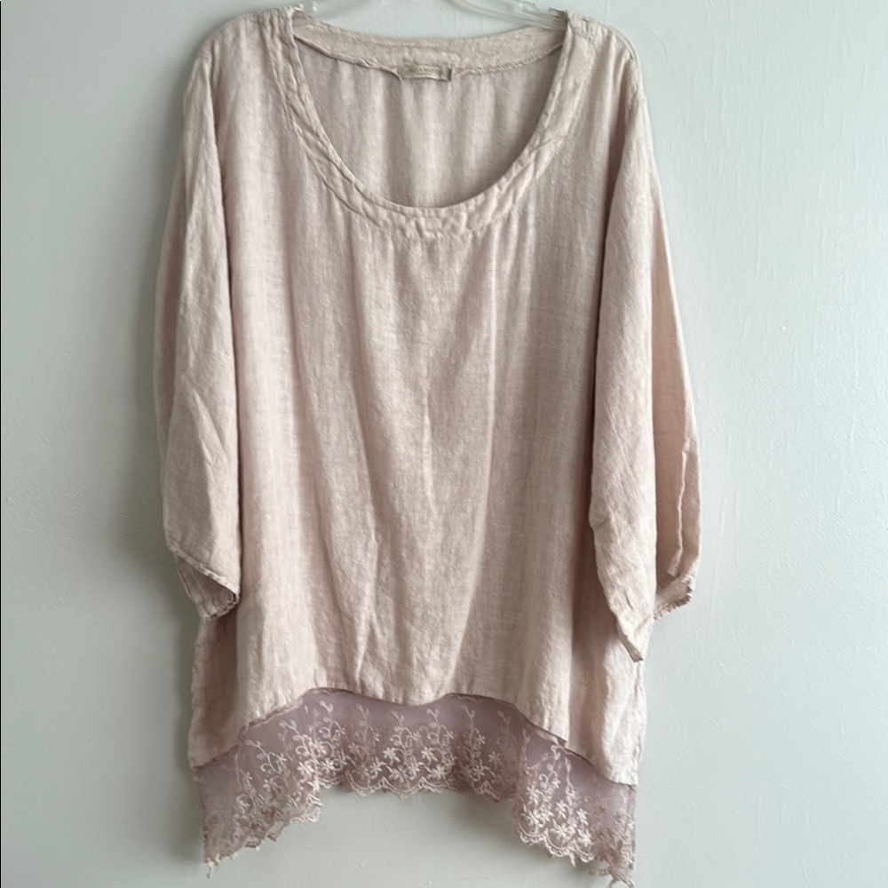 Stella Martini linen blouse 2x color dirty pink purple